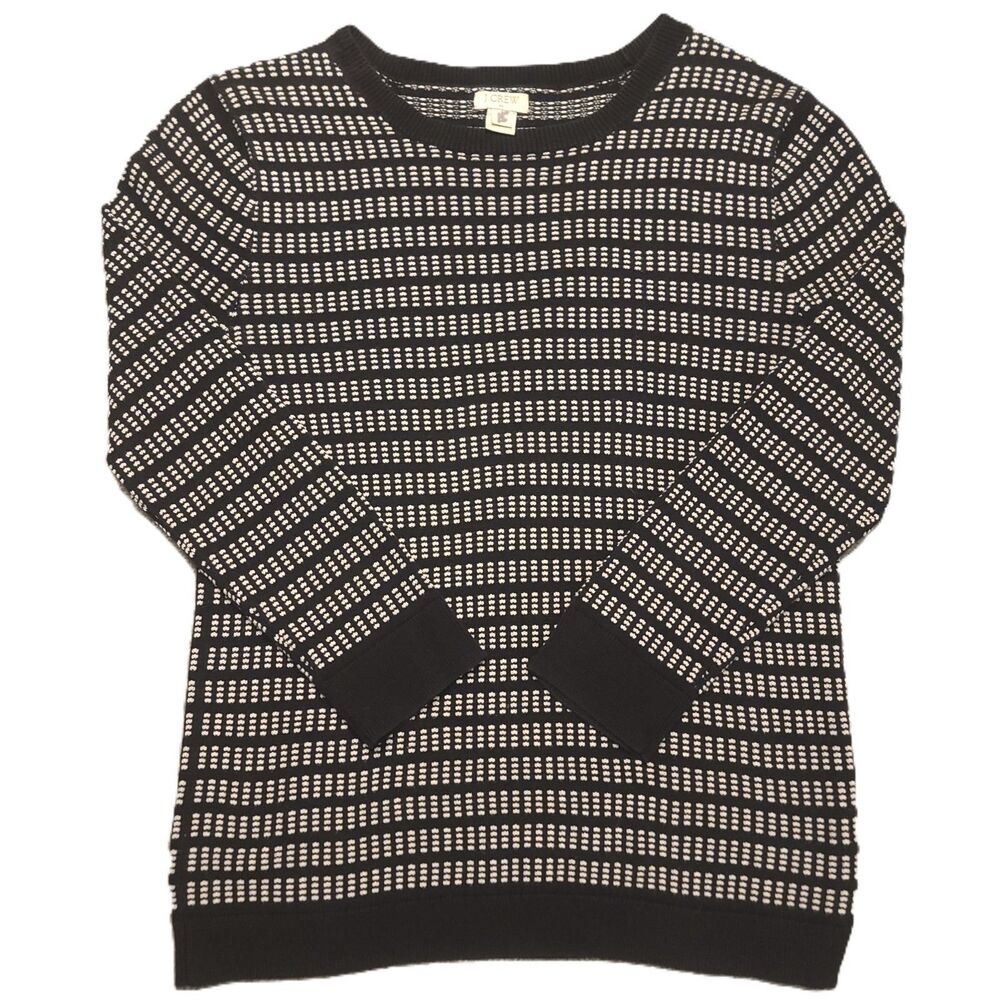 J Crew Womens S  Sweater 3/4 Sleeve Cotton Pullover Sweatshirt Dot Dash